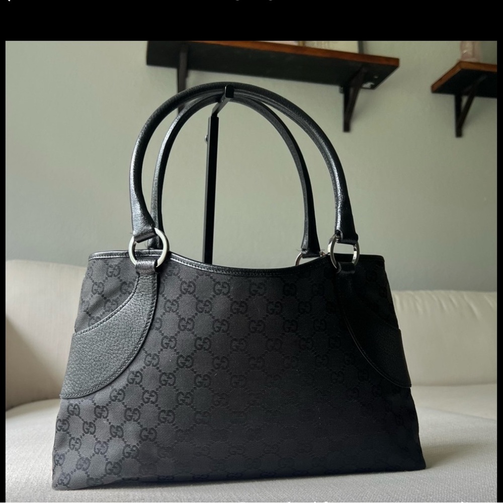 Authentic Gucci Shoulder Bag with Monogram Canvas